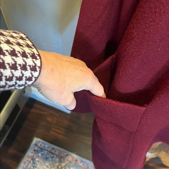 ANRABESS Burgundy Cardigan Sweater Duster Size M - Picture 9 of 11
